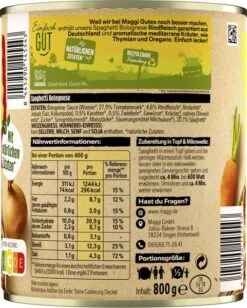 Maggi Spaghetti Bolognese -Küchen Verkauf 4502050084 8445290145543 03